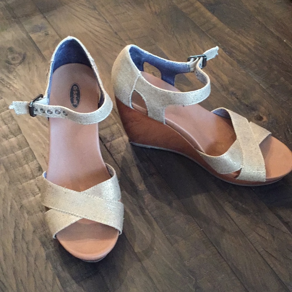 Dr Scholl’s Gold Tweed Wedges - Size 8